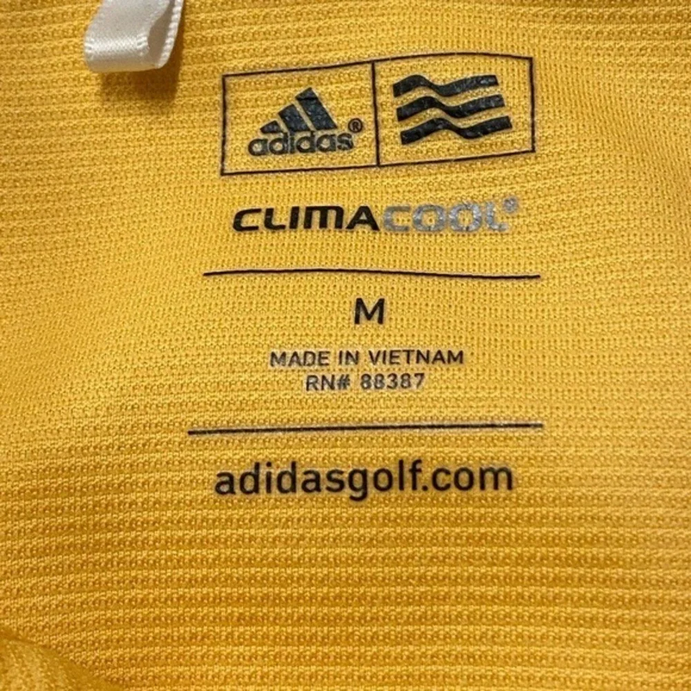 Adidas Golf Mens Yellow ClimaCool Short Sleeve Polo‎ Shirt Size Medium